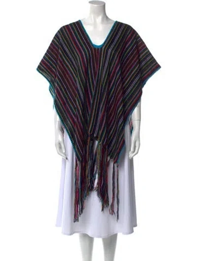 Pre-owned Miguelina Striped V-neck Sweater In Black