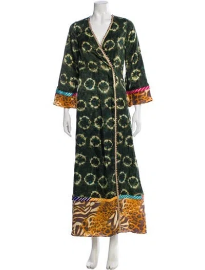 Pre-owned Miguelina Tie-dye Print Glitter Accents Robe