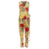 Miguelina Tropical Floral Print Wrap Jumpsuit In Multi