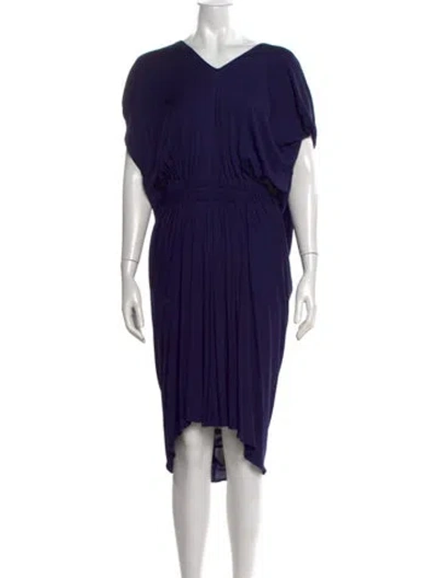 Pre-owned Miguelina V-neck Long Dress In Blue