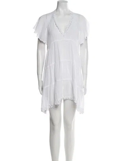 Pre-owned Miguelina V-neck Mini Dress In White