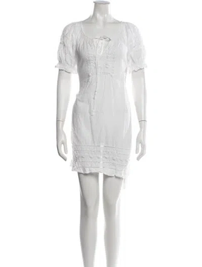 Pre-owned Miguelina V-neck Mini Dress In White