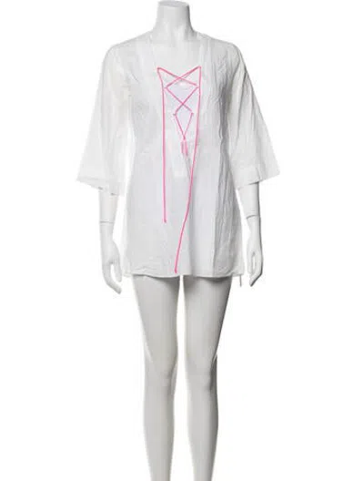 Pre-owned Miguelina V-neck Mini Dress In White