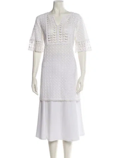 Pre-owned Miguelina V-neck Short Sleeve Tunic In White