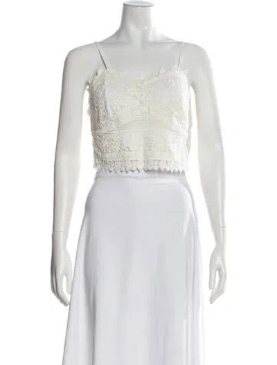 Pre-owned Miguelina V-neck Sleeveless Crop Top In White
