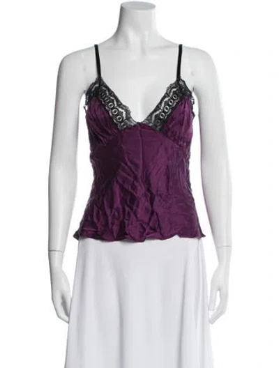 Pre-owned Miguelina V-neck Sleeveless Top In Purple