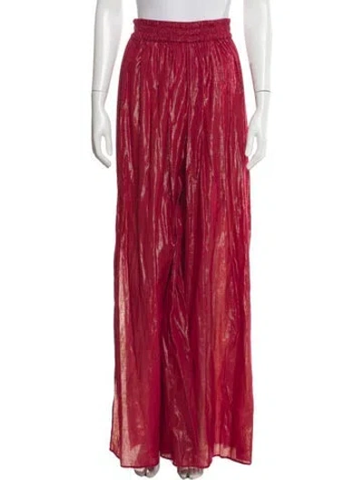 Pre-owned Miguelina Wide Leg Pants In Red