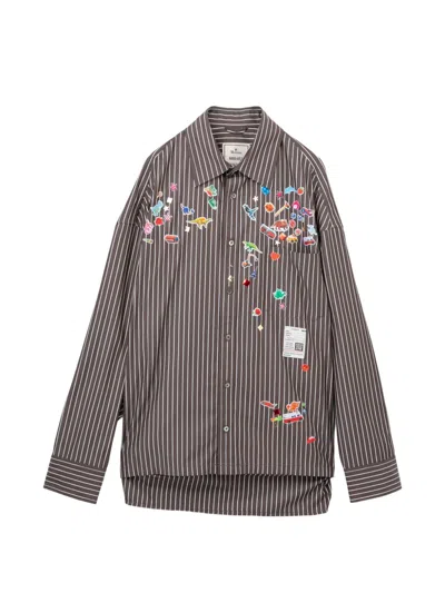 Miharayasuhiro Kids Sticker Printed Stripe Shirt In Multi