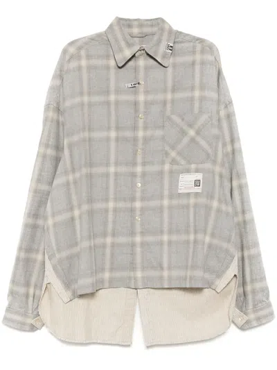 Miharayasuhiro 2 Shirts Combined Long Sleeve Shirt In Grey