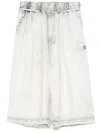 Miharayasuhiro Aged Linen Wide Shorts In Neutrals