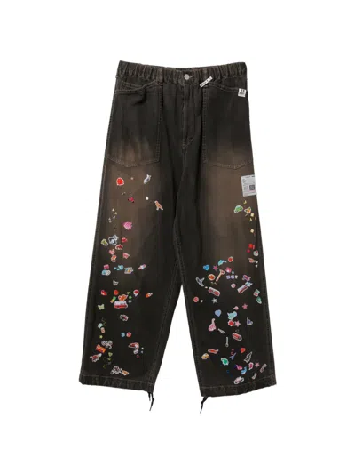 Miharayasuhiro All-over Graphic Print Jeans In Brown