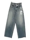 Miharayasuhiro Amateur Sewn Like Wide Frayed-hem Jeans In Blue