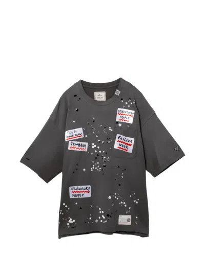 Miharayasuhiro Appliqué Pocket T-shirt In Gray
