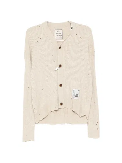 Miharayasuhiro Asymmetric Distressed Cardigan In Neutral