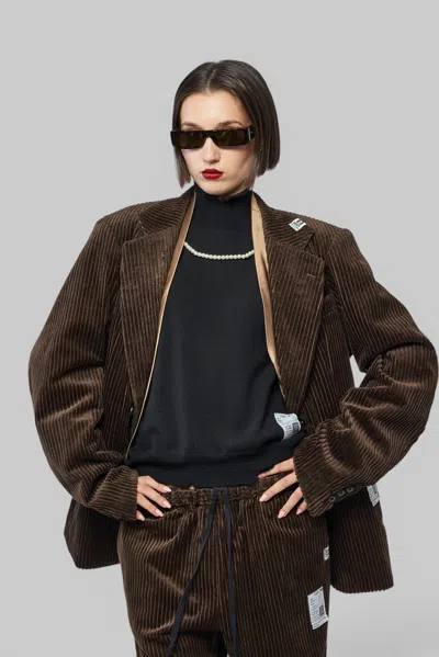 Miharayasuhiro Attached Tie Corduroy Jacket In Brown