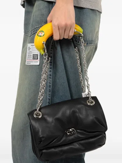 Miharayasuhiro Banana-handle Padded Leather Shoulder Bag In Black