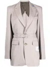Miharayasuhiro Belted Button-up Blazer In Grey