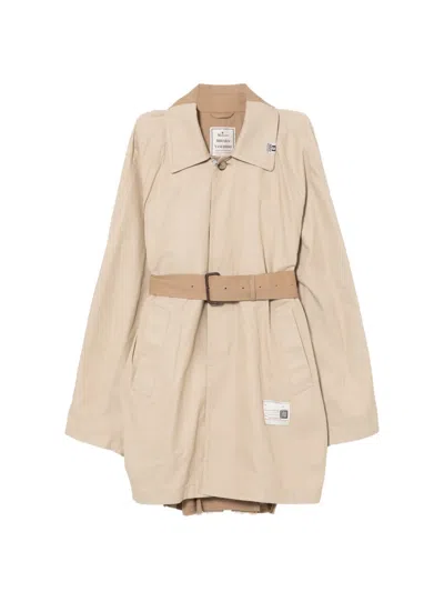 Miharayasuhiro Belted Trench Coat In Neutral