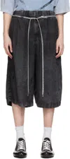 Miharayasuhiro Black Aged Linen Wide Shorts In Black