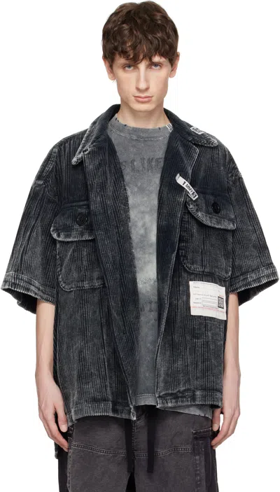 Miharayasuhiro Black Amateur Sewn Like Corduroy Short-sleeve Shirt