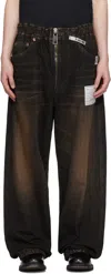 Miharayasuhiro Black Amateur Sewn Like Wide Denim Jeans In Black