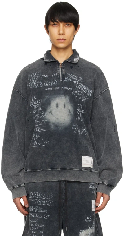 Miharayasuhiro Black Bleached Sweatshirt