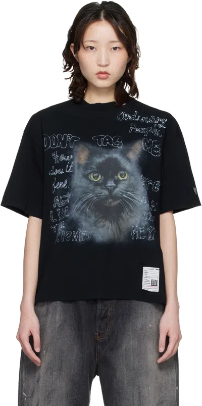 Miharayasuhiro Black Cat Printed T-shirt