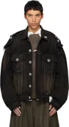Miharayasuhiro Black Deconstructed Denim Jacket In Black