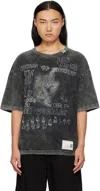 MIHARAYASUHIRO BLACK DISTRESSED CAT PRINT T-SHIRT