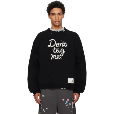 Miharayasuhiro Black 'don't Tag Me' Jacquard Knit Sweater