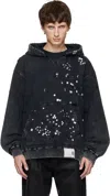 Miharayasuhiro Black Embellished Bleached Hoodie In Black
