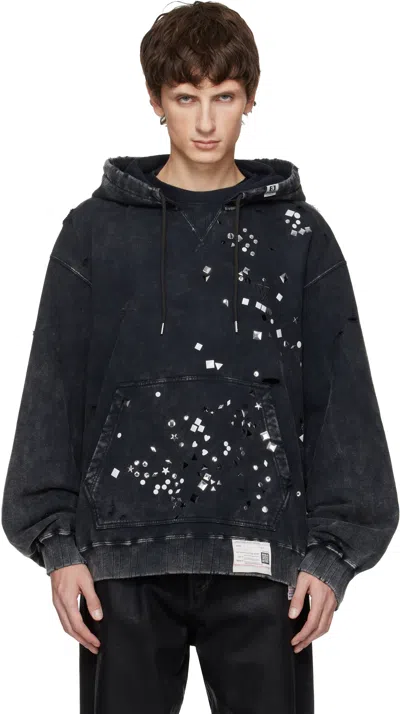 Miharayasuhiro Black Embellished Bleached Hoodie