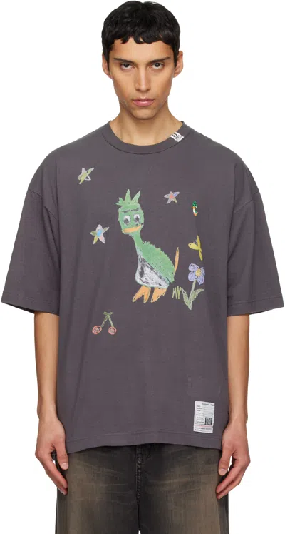 Miharayasuhiro Black Leon Kids Doodle T-shirt In Gray