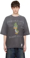 Miharayasuhiro Crew Neck Distressed Graphic Print T-shirt In Gray
