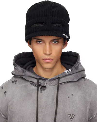 Miharayasuhiro Black Masked Visor Knit Cap