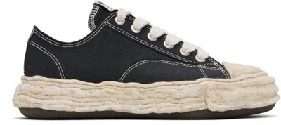 Miharayasuhiro Hank Og Sole Garment Dyed Canvas Low-top Sneaker In Black