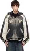Miharayasuhiro Black Reversible Hoodie Layered Souvenir Jacket In Black