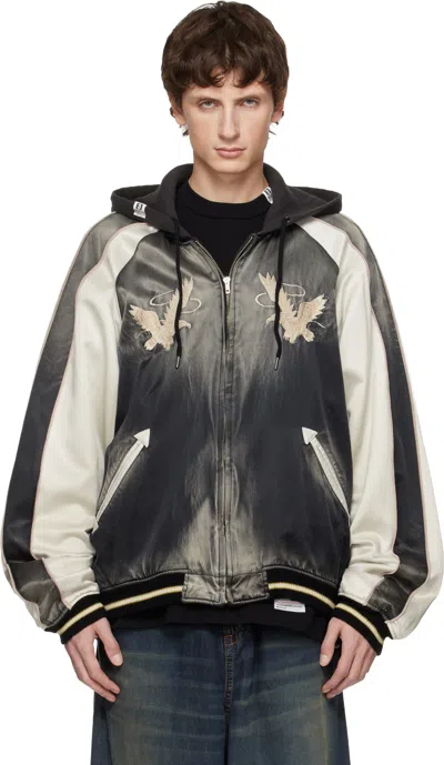 Miharayasuhiro Black Reversible Hoodie Layered Souvenir Jacket