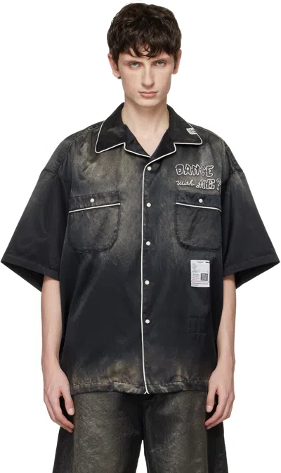 Miharayasuhiro Black Sun Faded Like Satin Shirt