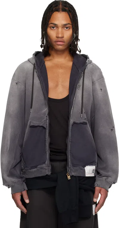 MIHARAYASUHIRO BLACK SUN FADED LIKE ZIP-UP HOODIE
