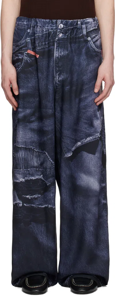 Miharayasuhiro Black Talking About The Abstraction Edition Trompe-l'oeil Wide Trousers