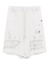 Miharayasuhiro Bleached Graffiti-print Shorts