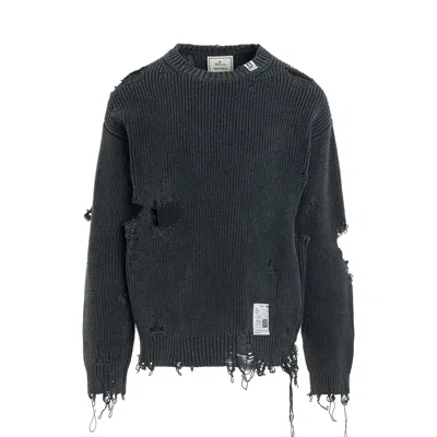 Miharayasuhiro Bleached Knit Sweater In Black