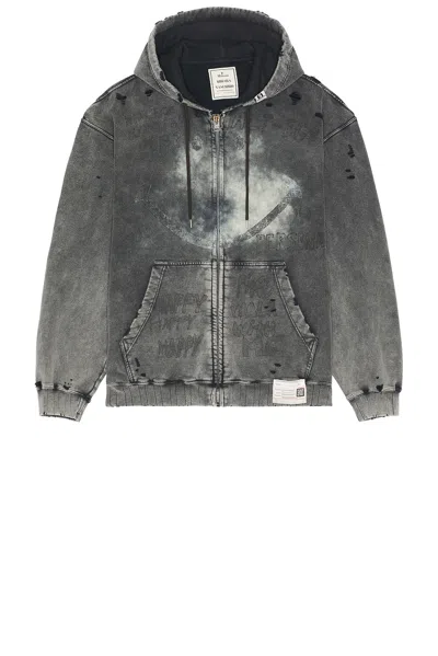 Miharayasuhiro Bleached Parka Hoodie In Black