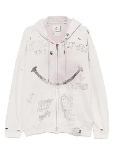 Miharayasuhiro Hoodie Mit Ausgeblichenem Smiley-print In Pink