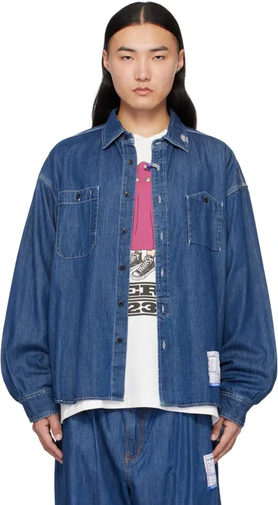 Miharayasuhiro Blue Cotton Tencel Long-sleeve Denim Shirt In Indigo