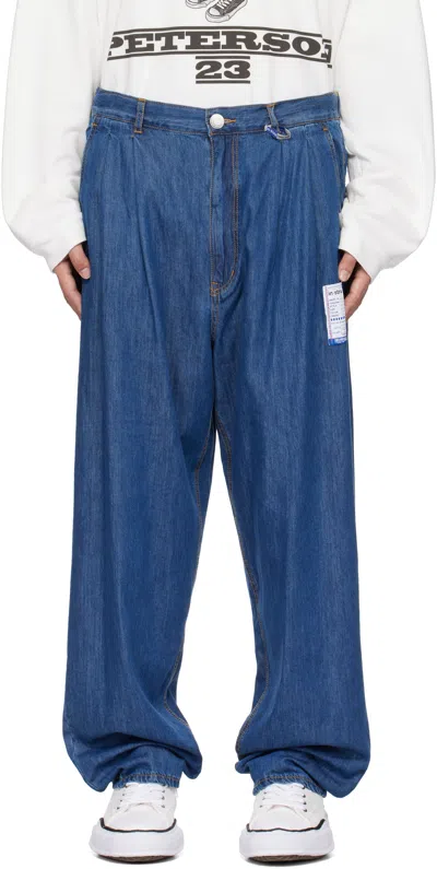 Miharayasuhiro Blue Cotton Tencel Wide Jeans In Indigo