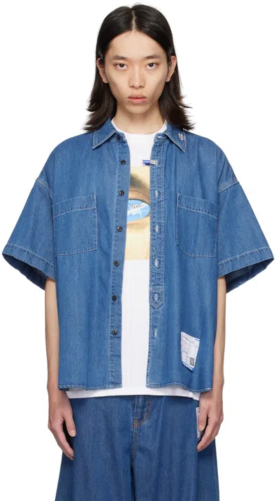 Miharayasuhiro Blue Half-sleeve Denim Shirt In Indigo