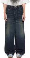 Miharayasuhiro Blue Light Denim Wide Jeans In Purple