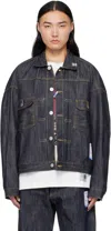 Miharayasuhiro Button-fastening Padded Denim Jacket In Indigo